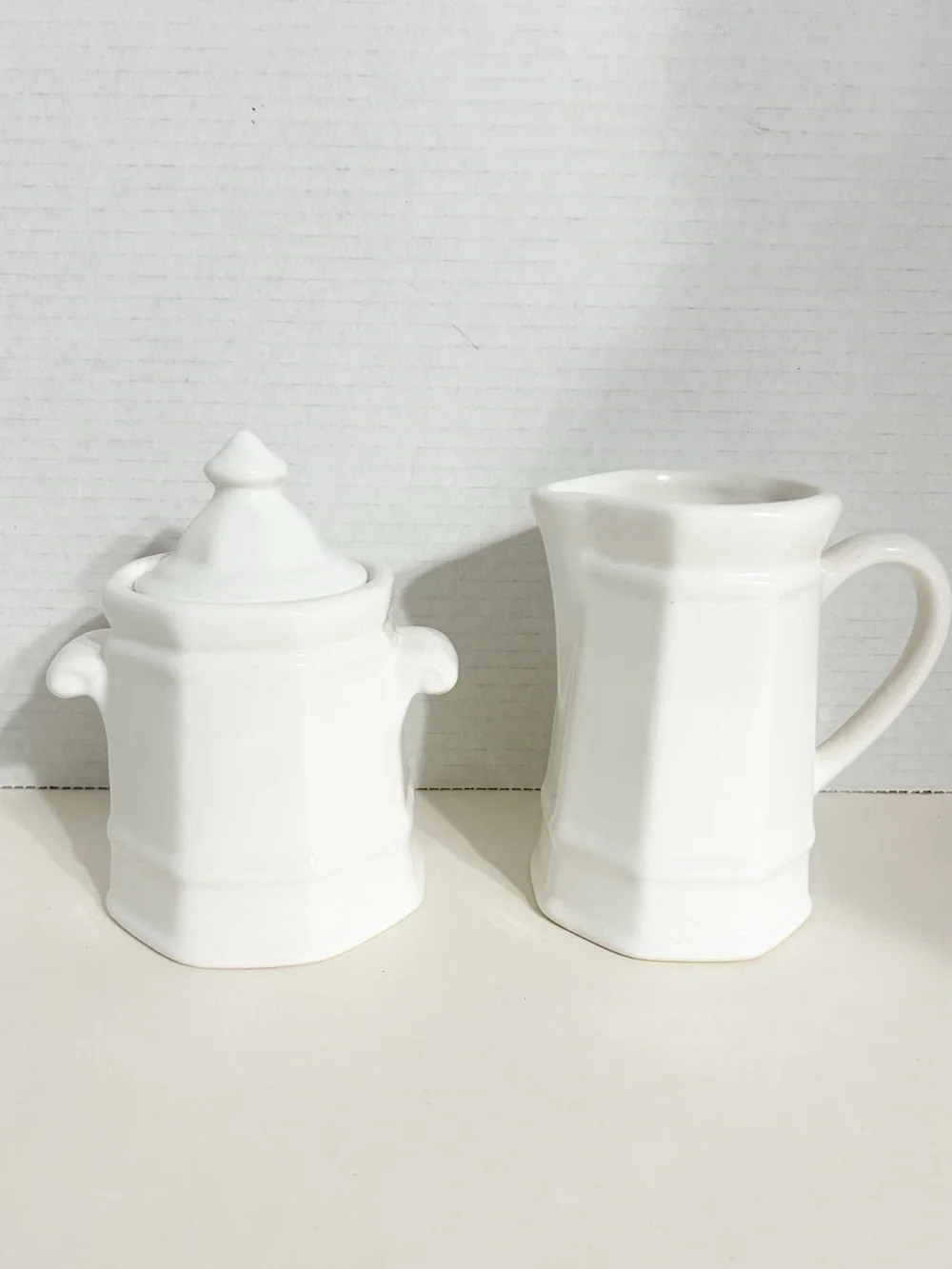 Vintage Pfaltzgraff Heritage White Sugar Bowl with Lid & Creamer Set Made In USA